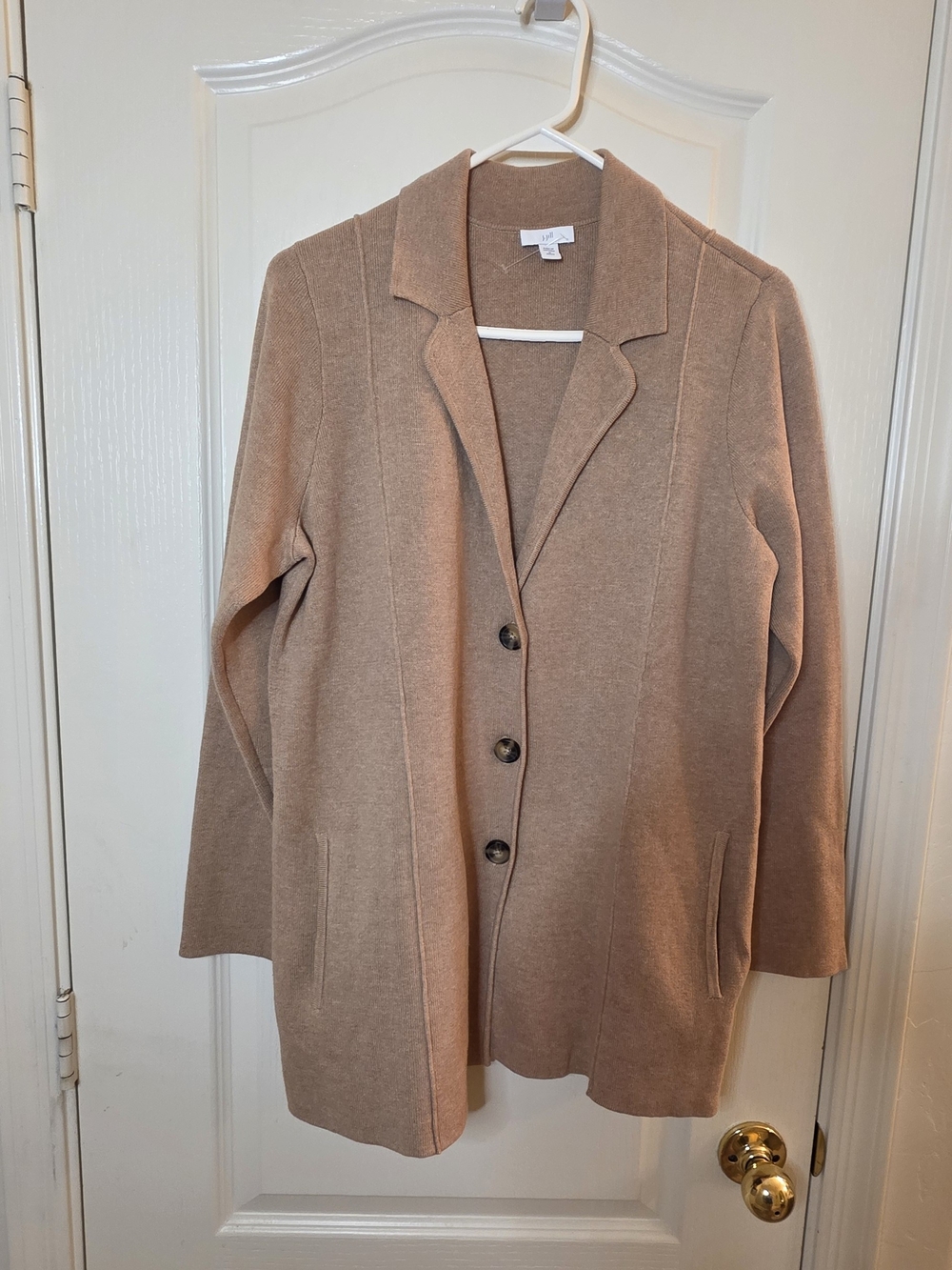 J. Jill Taupe Long Knit Blazer